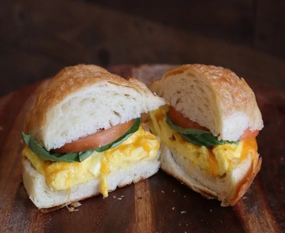 basil, tomato, eggs, & cheese